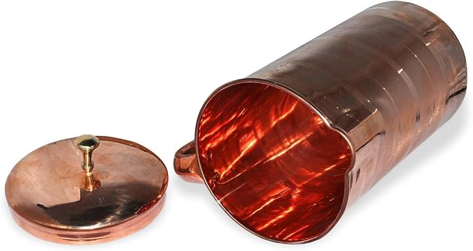 Rastogi Handicrafts Dzbanek na wodę z czystej miedzi | miedziany dzbanek do (wzór z miedzianą linią) - obrazek 5