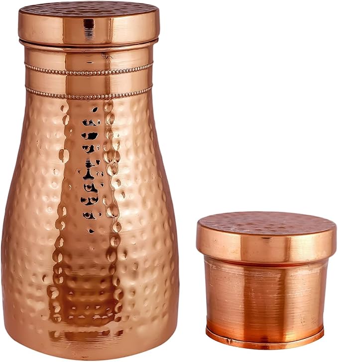 Designerska butelka na wodę z kubkiem i pokrywką, kuta powierzchnia, 950 ml, dzbanek, szklanka do sypialni, karafka na stolik nocny - obrazek 6