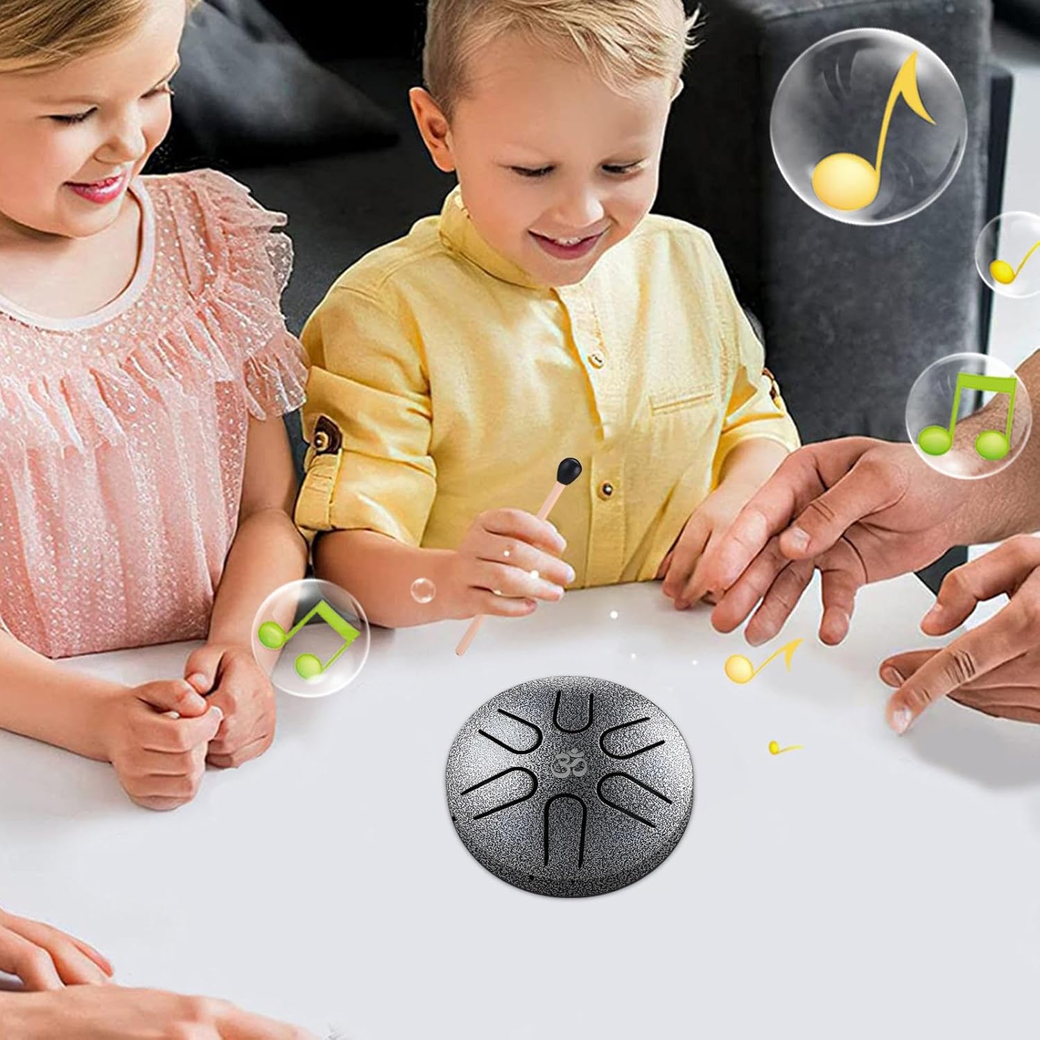 6-kolorowy bęben ręczny | przenośny bęben językowy | kompaktowy bęben stalowy | Medytacja bębna języka, miniaturowa patelnia, relaksacyjne bębny językowe, stalowe bębny językowe do muzyki - obrazek 5