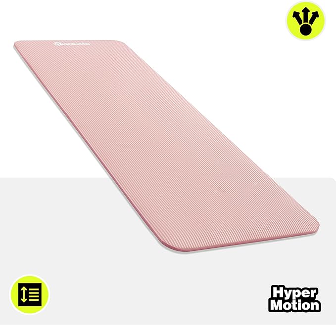 HyperMotion Mata do Ćwiczeń Fitness i Jogi NBR 183x61x1,5 cm Różowa, Antypoślizgowa 15 mm, z Paskiem do Ćwiczeń i Przenoszenia, Gruba Mata do Jogi, Pilates i Stretchingu - obrazek 5