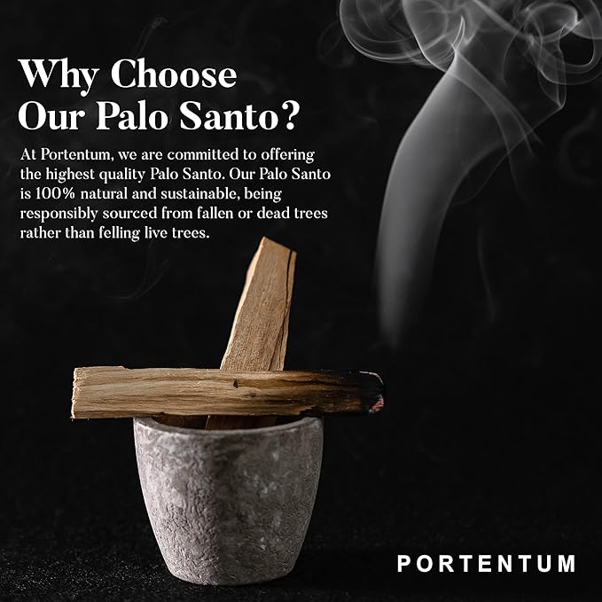 PORTENTUM Naturalne kadzidło Palo Santo - 100 g. Pochodzenie Peru - święte drewno do palenia, autentyczne Palosanto, kadzidło Palo Santo w opakowaniu premium - obrazek 6