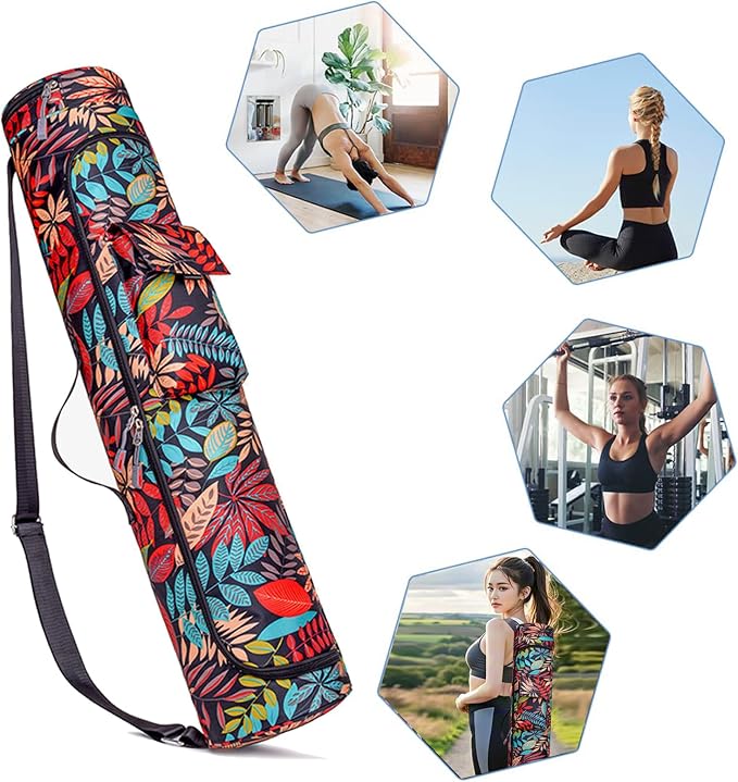 Aucuu Torba Do Jogi, Torba Na Matę Do Jogi, Torba Sportowa Damska Z Kieszenią Na Mokrą, Regulowany Pasek Na Ramię, Torba Do JogI, Na Pilates, Akcesoria Do Jogi, 76 X 16 Cm - obrazek 6