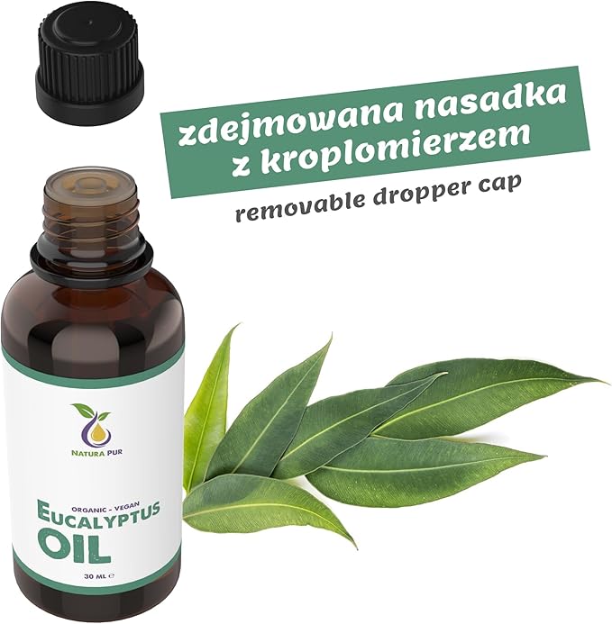 Olejek Eukaliptusowy BIO 30ml - 100% naturalny olejek eteryczny, wegański - Eucalyptus Oil (Eucalyptus Radiata Leaf Oil) do aromaterapii, dyfuzora, olejku zapachowego, olejku aromatycznego - obrazek 3
