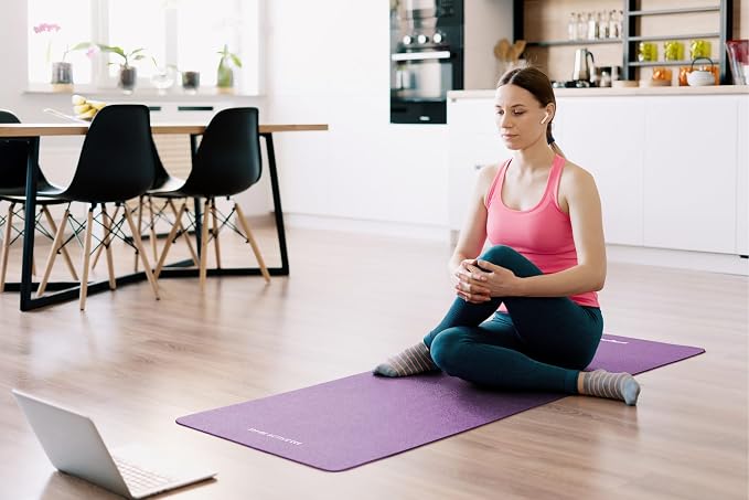 Rebel Mata Gimnastyczna do Ćwiczeń Joga Pilates Fitness 183x61cm Grubość 1cm Materiał NBR Fioletowa RBA-3150-PU - obrazek 6