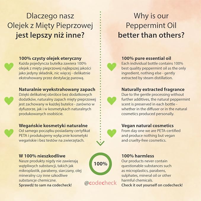 Olejek z mięty pieprzowej, 100% czysty naturalny olejek eteryczny, wegański, olejek miętowy (Mentha Piperita), olejek z dyfuzora zapachowego - obrazek 5