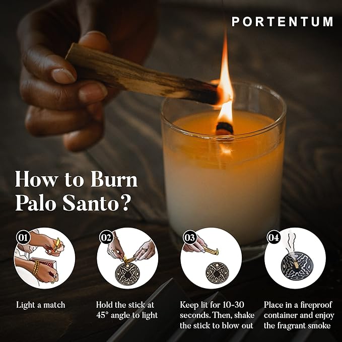 PORTENTUM Naturalne kadzidło Palo Santo - 100 g. Pochodzenie Peru - święte drewno do palenia, autentyczne Palosanto, kadzidło Palo Santo w opakowaniu premium - obrazek 7
