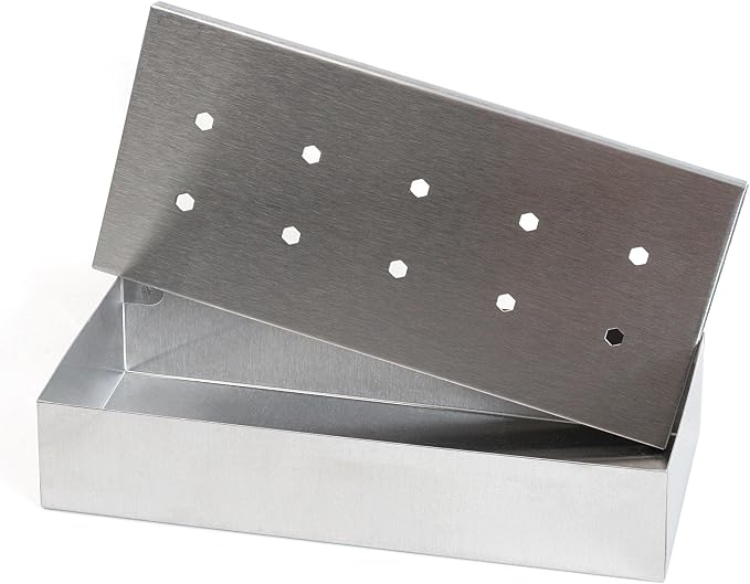 Wenco Pudełko wędzarnicze klasy premium, 20 x 9,5 x 4 cm, stal nierdzewna, odporne na wysokie temperatury, do grilla gazowego i węglowego, kolor srebrny