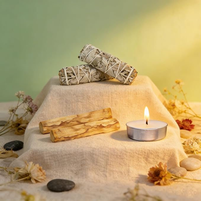 2 białe szałwia i 2 palo Santo Premium kalifornijskie, w 100% naturalne, kontrolowane i zrównoważone zbiory, tradycyjne kadzidełka, odpowiednie do odstraszania negatywnej energii - obrazek 2