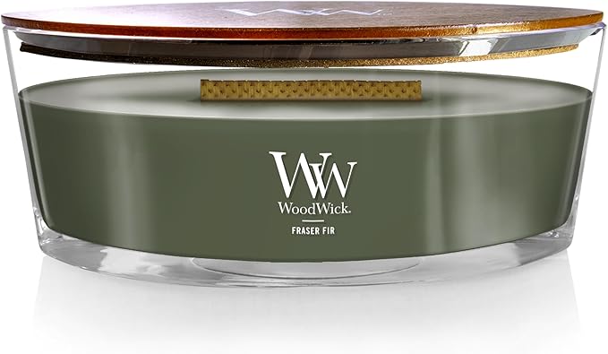 Woodwick Świeca zapachowa Ellipse | Fraser Fir | z trzaskającym knotem | Czas palenia: do 50 godzin