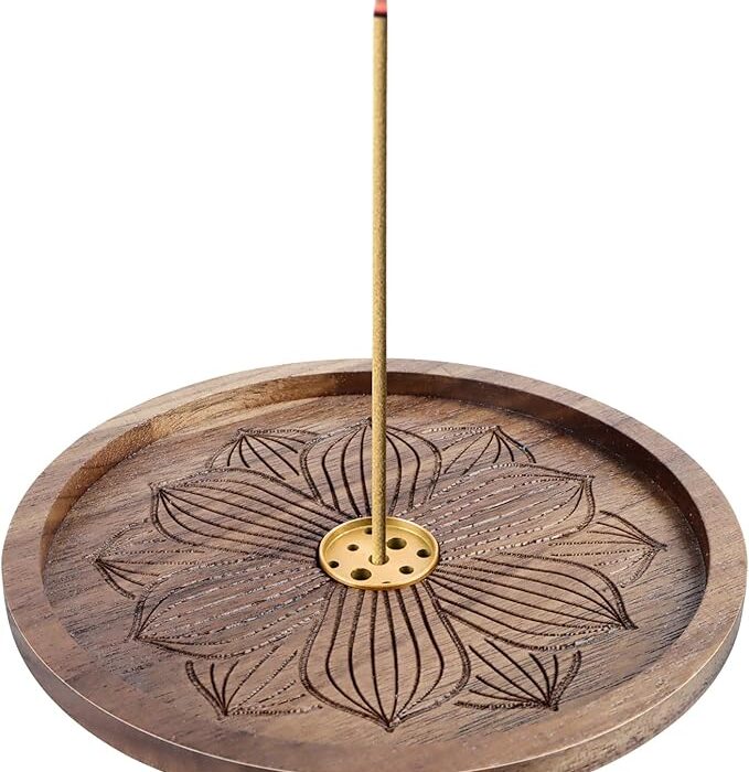 MplehDa Drewniany uchwyt na kadzidełka, kadzidełka, uchwyt na kadzidełka Lotus Stick pojemnik na kadzidło, palnik, kadzidełka, kadzidełka, akcesoria do medytacji, 6 otworów, akcesoria zapachowe