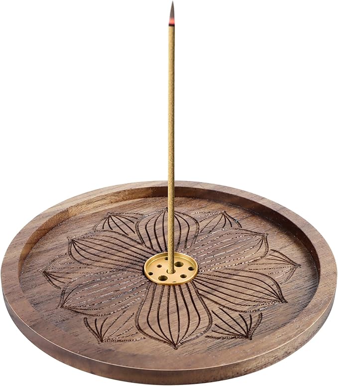 MplehDa Drewniany uchwyt na kadzidełka, kadzidełka, uchwyt na kadzidełka Lotus Stick pojemnik na kadzidło, palnik, kadzidełka, kadzidełka, akcesoria do medytacji, 6 otworów, akcesoria zapachowe