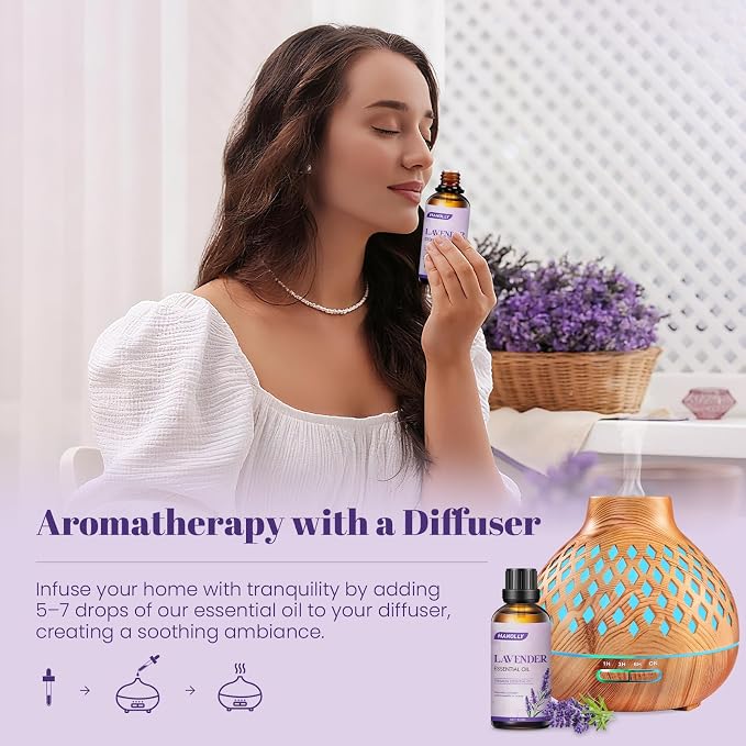 Hanolly Olejek Eteryczny Lawendowy 100 ml, Czysty, Naturalny Olejek Zapachowy Lawendowy Do Dyfuzorów, Aromaterapii, Pielęgnacji Skóry, Świec Zapachowych, Mydła Diy - obrazek 3