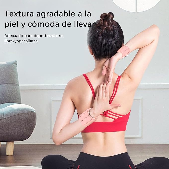 2 szt. Regulowane Obciążniki Na Nadgarstki i Kostki, Zestaw do Ćwiczeń Fitness dla Kobiet i Mężczyzn, 0.45Kg / 0.9Kg, do Jogi, Pilatesu, Biegania, Pływania i Treningu Siłowego (Różowy) - obrazek 2