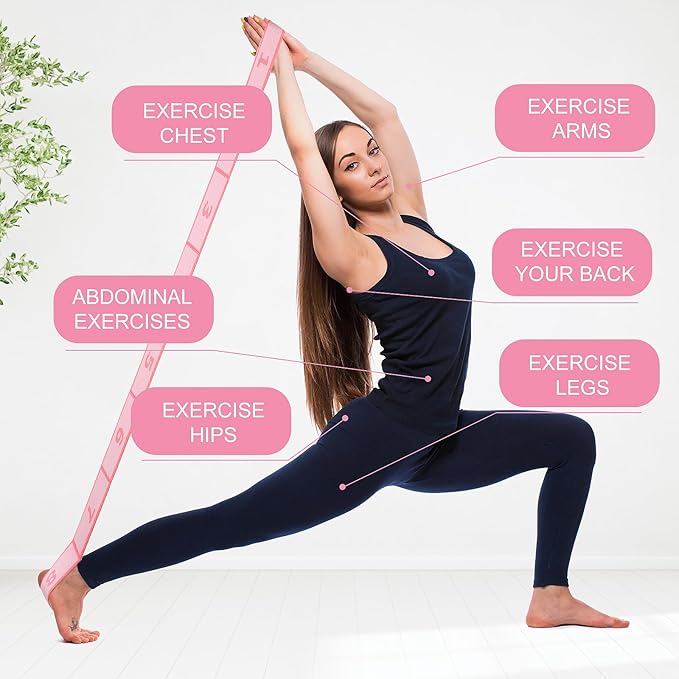 Elastyczna taśma do rozciągania, elastyczna taśma do jogi, elastyczne taśmy oporowe, sprzęt do fizjoterapii, pilates, jogi, tańca, ćwiczeń gimnastycznych (różowy) - obrazek 3