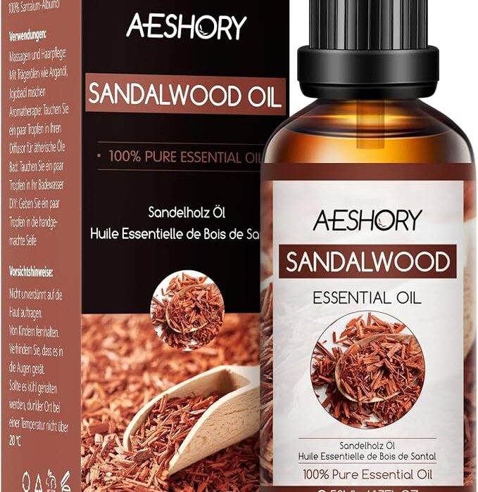Aeshory Olejek Eteryczny Z Drzewa Sandałowego 50 ml, 100% Czysty, Naturalny Olejek Sandałowy, Idealny Do Dyfuzora, Nawilżacza Powietrza, Aromaterapii, Relaksu, Pielęgnacji Skóry, Perfum I Wyrobu Świec