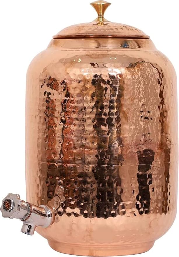 11-litrowy dozownik wody z młotkowanej miedzi Matka zbiornik garnek pojemnik do przechowywania wody, pojemność - 11000 ml - obrazek 5