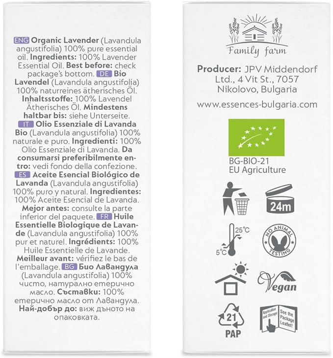 Essences Bułgaria Organiczny Olejek Eteryczny z Lawendy 10ml | Lavandula angustifolia | 100% Czysty i Naturalny | Nierozcieńczony | Klasa terapeutyczna | Destylowany z parą wodną | Bez GMO - obrazek 5