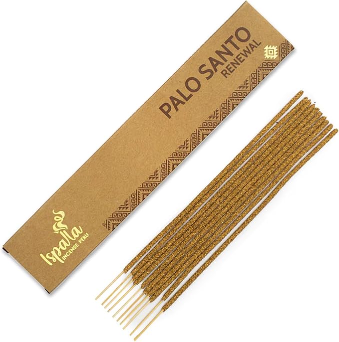 ISPALLA® Oryginalne Pałeczki kadzidłowe PALO Santo 10 sztuk - do oczyszczania z negatywnych energii i lęków, Ręcznie robione w Peru / 100% Naturalne i Wegańskie