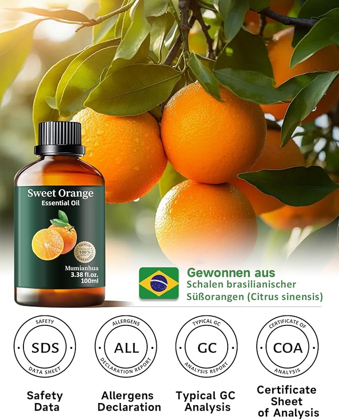 Olejek pomarańczowy 100 ml, 100% naturalny olejek eteryczny pomarańczowy, słodki olejek pomarańczowy do dyfuzora, aromaterapii, lampki zapachowej, środek do czyszczenia zapachu pomarańczy, olejki - obrazek 7