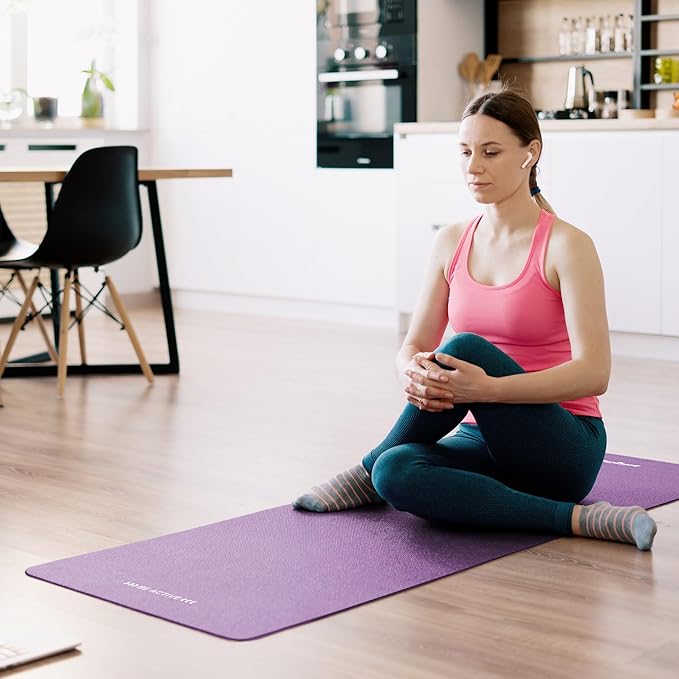 Rebel Mata Gimnastyczna do Ćwiczeń Joga Pilates Fitness 183x61cm Grubość 1cm Materiał NBR Fioletowa RBA-3150-PU - obrazek 5