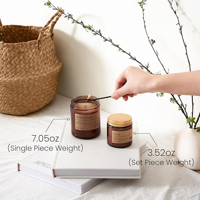 M&SENSE Zapachowa świeca lawendowa wanilia, 200 g świeca zapachowa w słoiku naturalna świeca sojowa, 50 godzin palenia, prezenty na prezenty urodzinowe dla kobiet i mężczyzn - obrazek 6