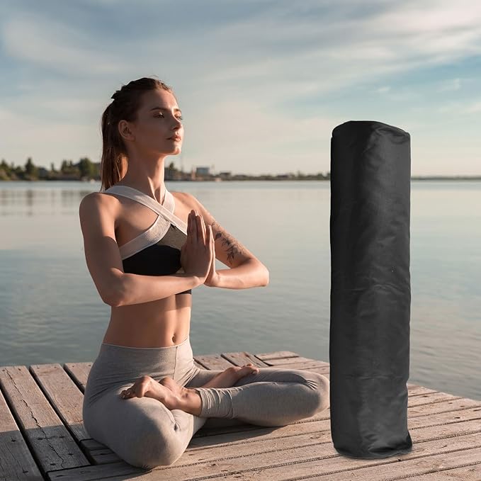 torba na jogi i pilatesu, wodoodporny z regulowanym paskiem na ramię, torba do maty, czarna dla kobiet - obrazek 5
