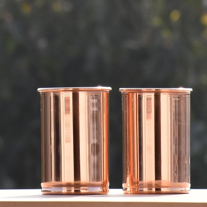 Miedziane kubki do picia - Ayurvedic Health Pure Tumblers - zestaw 2 szt. - szklanka podróżna 300 ml - obrazek 4