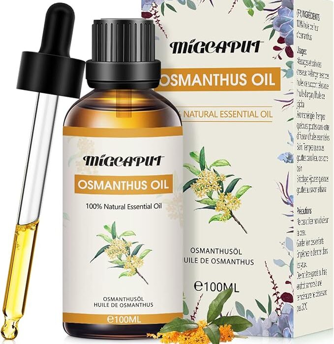 MIGCAPUT Olejek Eteryczny Osmanthus Fragrans 100ML, Naturalny Olejki Aromaterapeutyczny, Olejek Zapachowy Premium do Dyfuzora, SPA, Masażu, Ręcznie Robione Mydło, Ręcznie Robione Świece