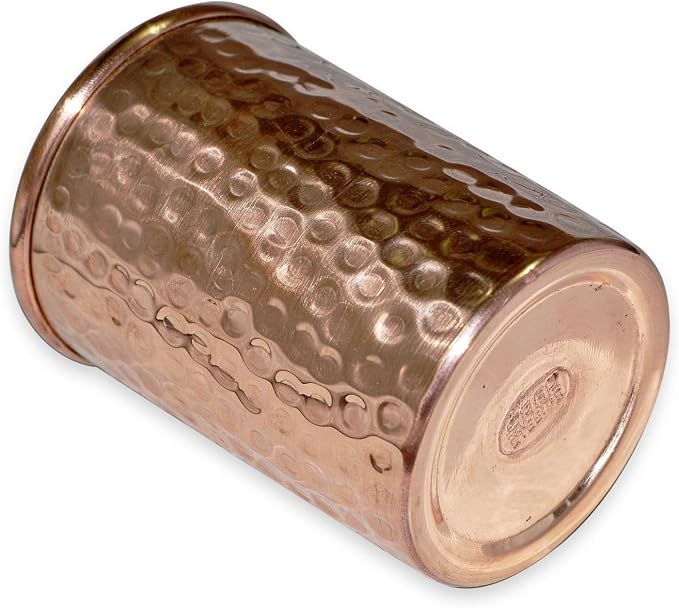 Miedziana butelka z 2 szklankami (butelka 900 ml + 2 szklanki 275 ml, zestaw 3 sztuk, młotkowana) - obrazek 5