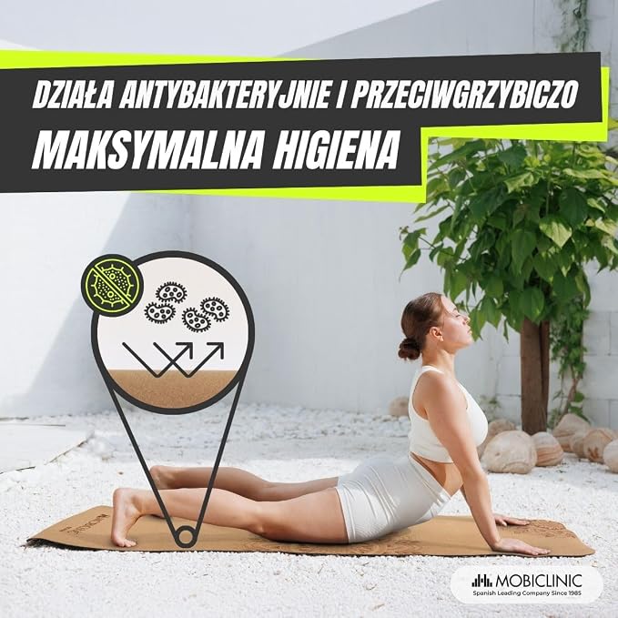 Mobiclinic®, Mata do jogi z naturalnego korka, Antypoślizgowa, Torba transportowa, Antybakteryjna, Grubość 4 mm, Tpe w 100% recyklingu, 183x61cm, Wzór mandali, Ey-02, Joga, Pilates, Fitness - obrazek 4