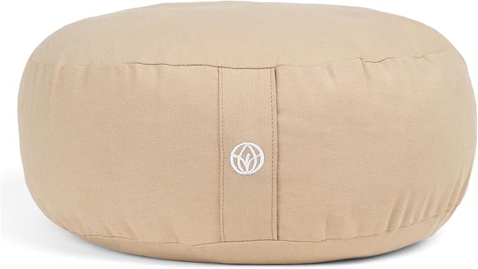 MYLILY Poduszka do jogi poduszka do medytacji – okrągła poduszka do jogi, Ø 29 cm, płaska 10 cm, lekka 255 g, poduszka do siedzenia, podłoga z poszewką bawełnianą nadającą się do prania, wegańska