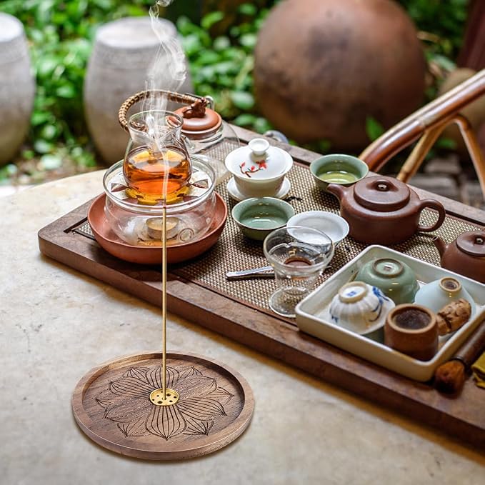 MplehDa Drewniany uchwyt na kadzidełka, kadzidełka, uchwyt na kadzidełka Lotus Stick pojemnik na kadzidło, palnik, kadzidełka, kadzidełka, akcesoria do medytacji, 6 otworów, akcesoria zapachowe - obrazek 6