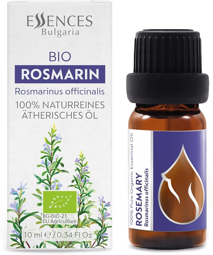 Essences Bułgaria Organiczny Olejek Eteryczny z Rozmarynu 10 ml | Rosmarinus officinalis | 100% Czysty i Naturalny | Nierozcieńczony | Klasa terapeutyczna | Destylowany z parą wodną | Bez GMO - obrazek 3