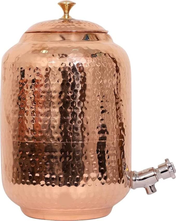 11-litrowy dozownik wody z młotkowanej miedzi Matka zbiornik garnek pojemnik do przechowywania wody, pojemność - 11000 ml - obrazek 4