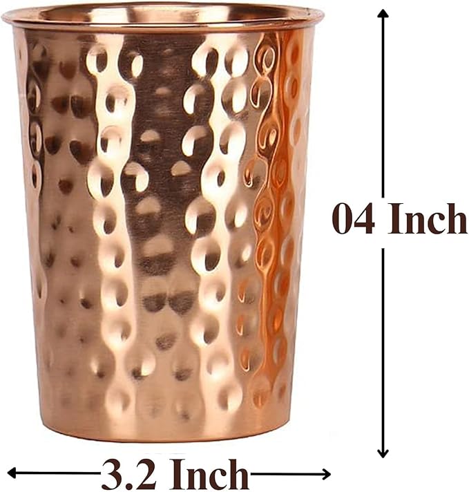 Czyste Szkło Miedziane Do Wody Ręcznie Kute Kubki Korzyści Zdrowotne Wytrzymałe Szkło 350 Ml - obrazek 3