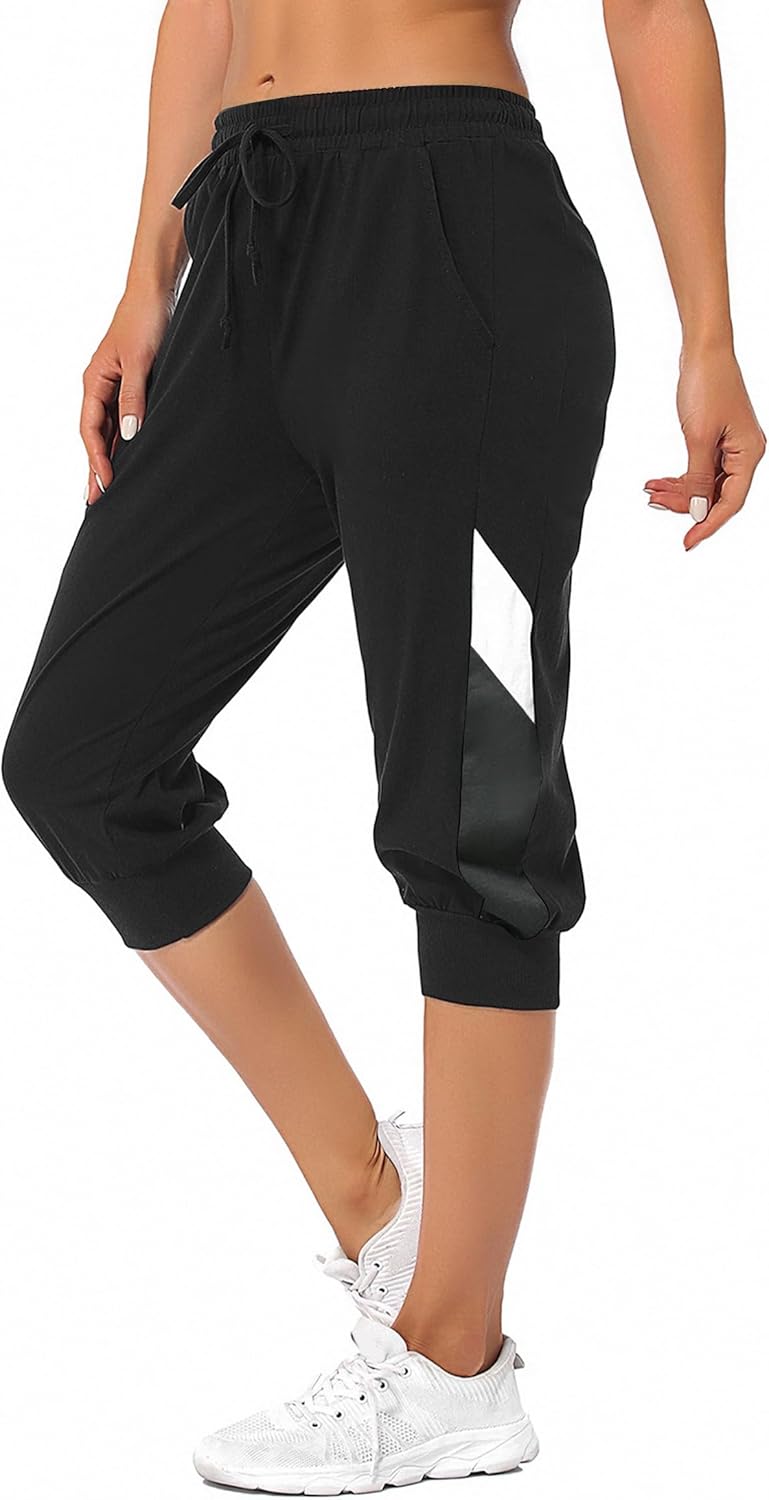 Marvmys Spodnie dresowe 3/4 Damskie 100% Bawełniane Spodnie Sportowe Damskie Letnie Spodnie Sportowe Damskie Spodnie Sportowe Damskie Casual Trening Wear Jogging Midi Spodnie do Jogi Damskie Z - obrazek 2