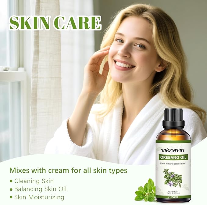 MIGCAPUT Olejek Eteryczny z Oregano 100ML, Naturalny Olejki Aromaterapeutyczny, Oregano Olejek Zapachowy Premium do Dyfuzora, SPA, Masażu, Ręcznie Robione Mydło, Ręcznie Robione Świece - obrazek 4