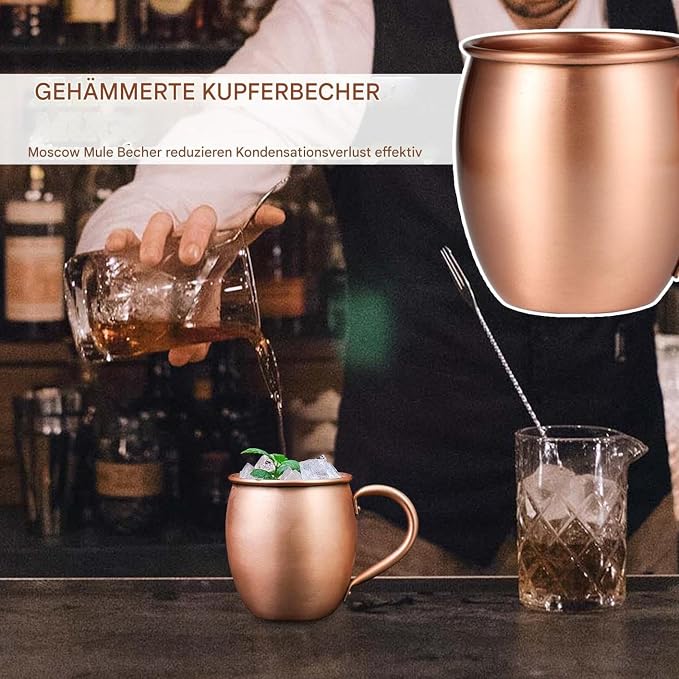 Kubki Do Moscow Mule Miedziane Ręcznie Wykonane 530ml Młotkowane Naczynia | Miedziane Kubki Moscow Mule Do Koktajli, Domu, Kuchni, Baru, Świątecznych Przyjęć, Wydarzeń, Picia Piwa, Herbat - obrazek 3