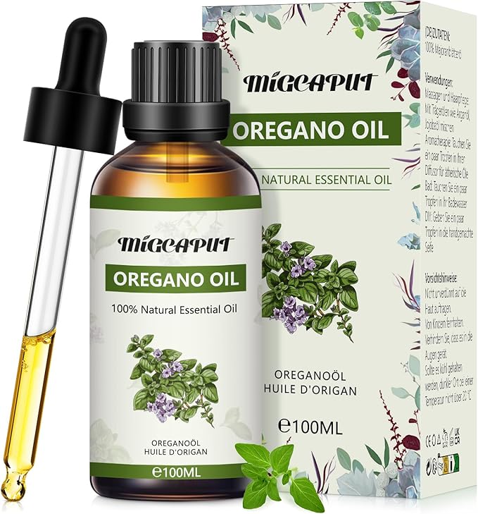 MIGCAPUT Olejek Eteryczny z Oregano 100ML, Naturalny Olejki Aromaterapeutyczny, Oregano Olejek Zapachowy Premium do Dyfuzora, SPA, Masażu, Ręcznie Robione Mydło, Ręcznie Robione Świece