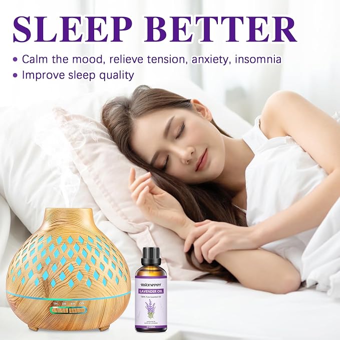 MIGCAPUT Olejek Eteryczny Lawendowy 100ML, 100% Naturalny Olejek Aromaterapeutyczny do Pielęgnacji Skóry, Przeciwtrądzikowy, Lepszy Sen, Nawilżacz Powietrza - obrazek 5