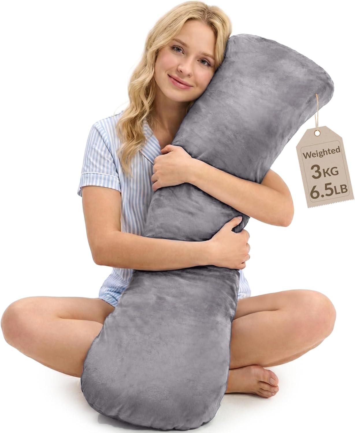 Poduszka Obciążeniowa dla Dorosłych 3 KG 104×30 CM | Lepszy Sen i Spokój | Poduszka Przytulanka na Cały Rok | Pomaga Skupić Się | Miękka i Prać w Pralce Poszewka - obrazek 2