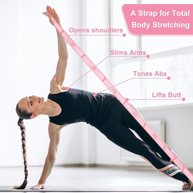 Elastyczna taśma do rozciągania, elastyczna taśma do jogi, elastyczne taśmy oporowe, sprzęt do fizjoterapii, pilates, jogi, tańca, ćwiczeń gimnastycznych (różowy) - obrazek 7