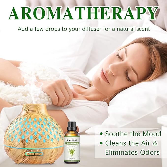 MIGCAPUT Olejek Eteryczny z Trawy Cytrynowej 100ML, 100% Naturalne Olejki Eteryczne do Aromaterapii, Olejek z Trawy Cytrynowej Klasy Terapeutycznej do Dyfuzora Nawilżacza, SPA, Masażu - obrazek 5