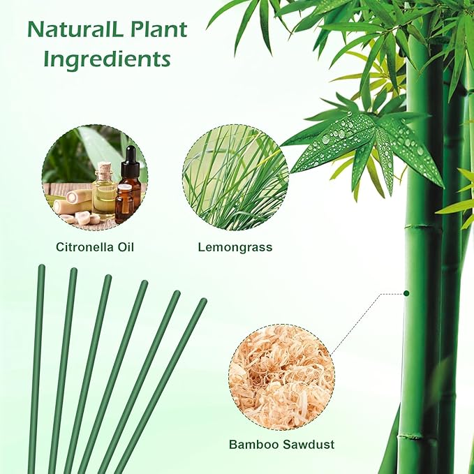 Citronella kadzidełka, 240 sztuk, 200 godzin, naturalny olejek eteryczny Citronella, kadzidełka do użytku na zewnątrz, do ogrodu, na taras, balkon, piknik, kemping, dekoracja stołu, 50 min na sztukę - obrazek 5