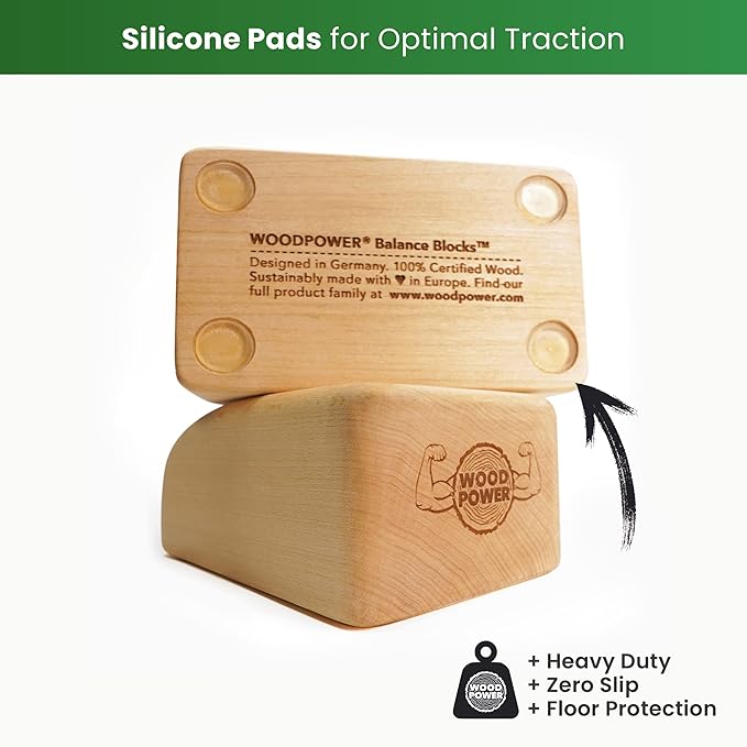 WOODPOWER® BalanceBlocks (Comfort Edition), klocki do stania na ręce i blok do jogi w jednym – wspierają nadgarstki podczas treningu bodyweight, gimnastyki, akrobatyki, jogi i wielu innych (2 sztuki) - obrazek 5
