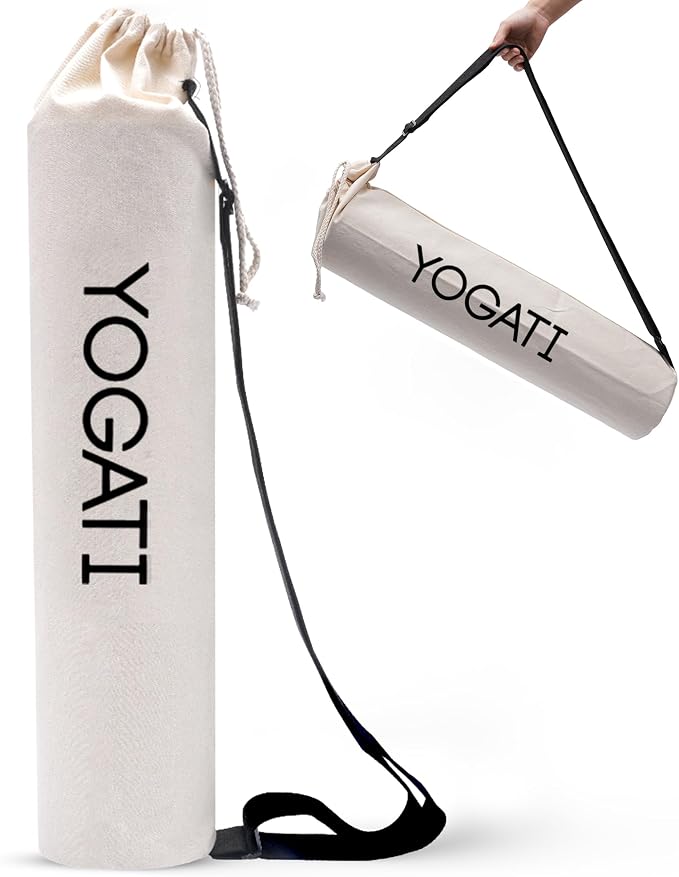 YOGATI Torba na matę do jogi z regulowanym paskiem, bawełniana torba do jogi o dużej pojemności, dla kobiet i mężczyzn, torba na matę do pilatesu - obrazek 7