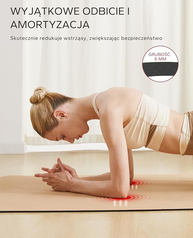 HAPBEAR Mata do jogi z korka XXL – Antypoślizgowa, 183×116/91 cm, 6 mm, 100% naturalna, trwała, do jogi i pilatesu, z taśmą oporową i torbą - obrazek 5