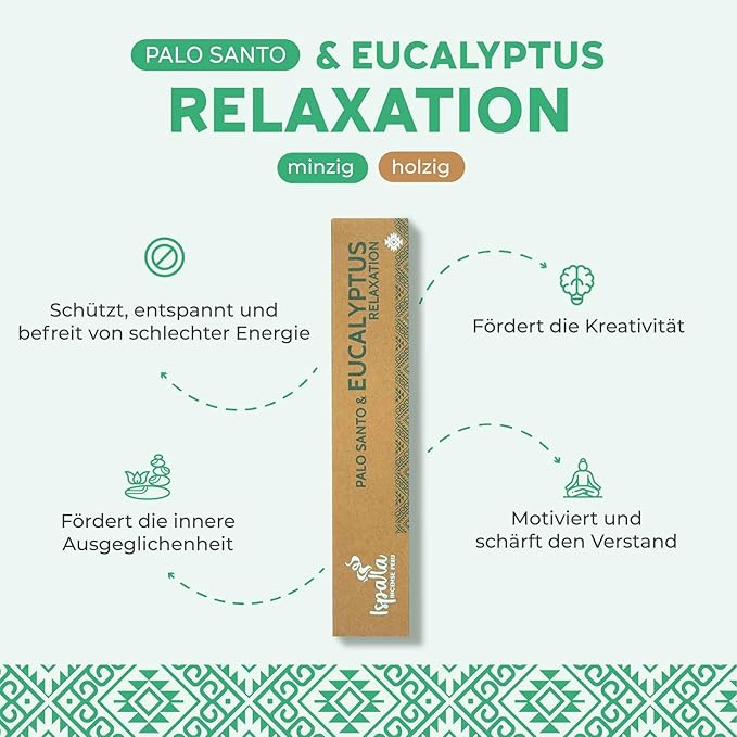 ISPALLA® kadzidełka Palo Santo EUKALYPTUS 10 sztuk - do relaksu i równowagi emocjonalnej, ręcznie wykonane w Peru / 100% naturalne i wegańskie - obrazek 6