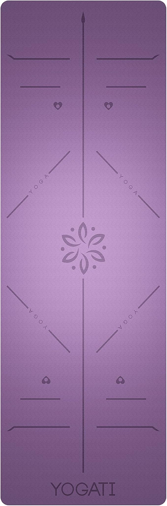 YOGATI Yoga Mat z linii wyrównania. Maty do jogi z paskiem do przenoszenia idealne do Pilates i Fitness Workout, Eco Friendly Non Slip Grube maty do jogi dla kobiet i mężczyzn - Yoga Mat. - obrazek 3