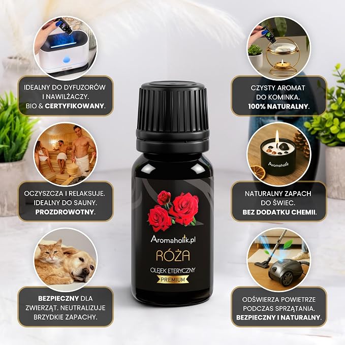 Olejek Eteryczny różany BIO 100% naturalny – olejek eteryczny do dyfuzora & aromatyzera – certyfikowany olejek eteryczny z Indii – Rose Essential Oils 10ml do sauny i masażu - obrazek 3